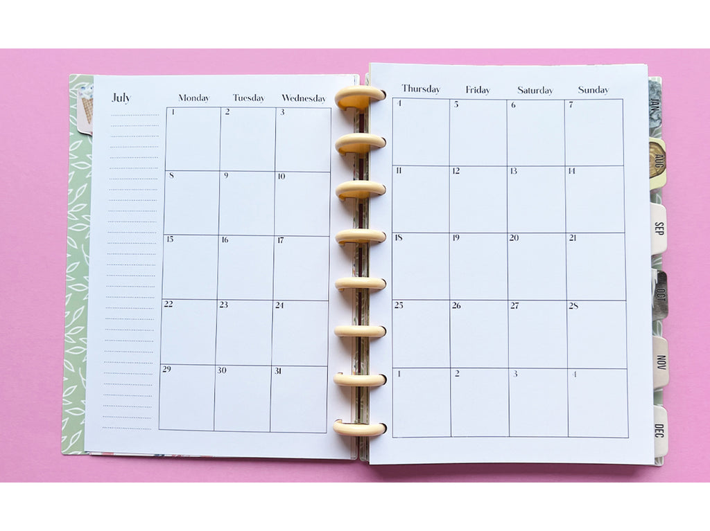 Planner - Seasonal Days - Functional Vertical Layout - A5 size