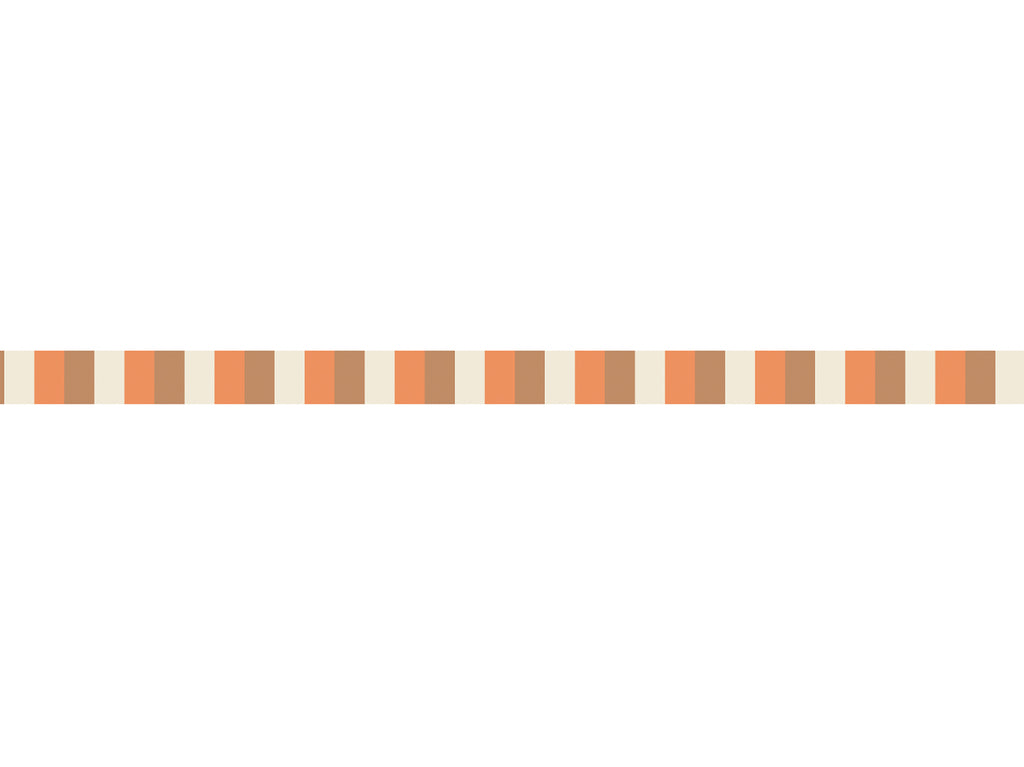 Taupe, Beige & Orange Stripes - Skinny Washi tape