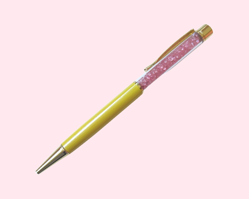 Yellow pen with Pink gems