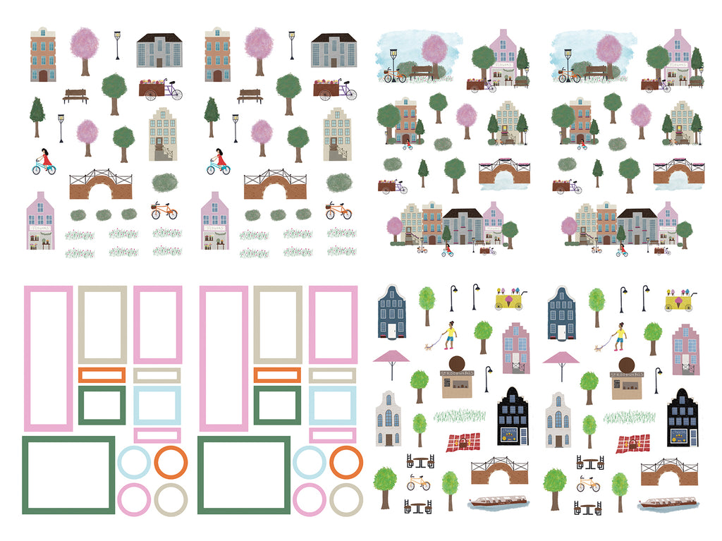 Seasonal Houses & Trees in Amsterdam - Sticker Book